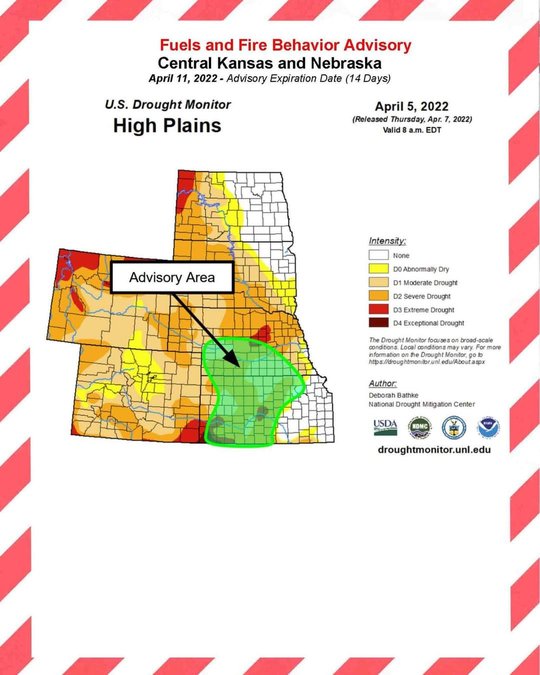 Fuel and fire behavior advisory issued for Central Kansas and Nebraska