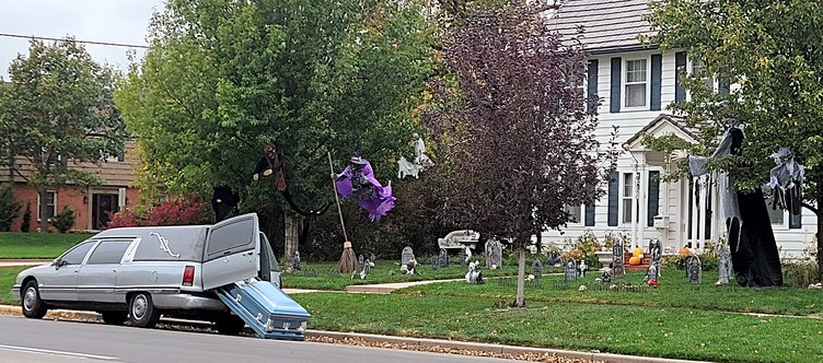 3220 Broadway coffin halloween decorations