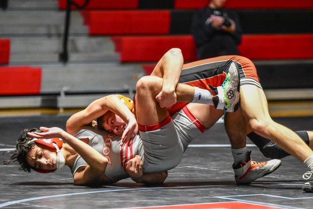 Kramer Ambrose wrestles Milton Ruelas of Dodge City.jpg