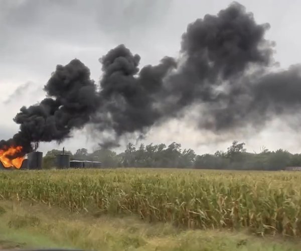 Tank battery fire