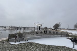 vets memorial after snow