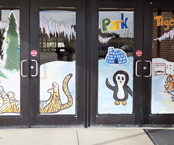 park snow front door art 2025