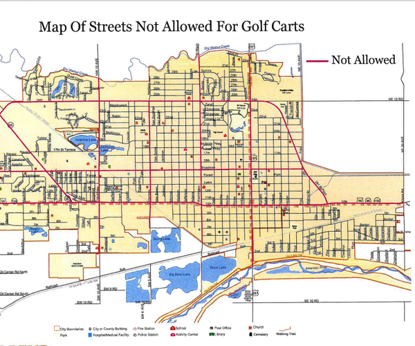city map no golf carts 2026