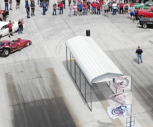 Dragstrip ribbon cutting drone