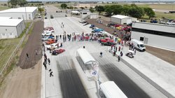 Dragstrip ribbon cutting drone