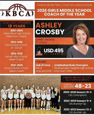 Larned's Ashley Crosby earns KBCA honor