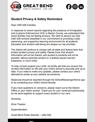 USD 428 ICE privacy policy